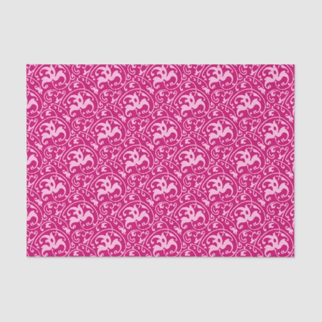 Papel De Seda Art Nouveau Ikat - Fuchsia e rosa pálido (Frente )