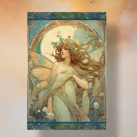 Papel De Seda Art Nouveau Lady Fairy Alphonse Mucha Ephemera (Criador carregado)
