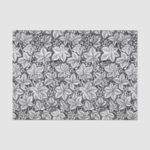 Papel De Seda Art Nouveau Morangos e Folhas, Cinzas e Brancos