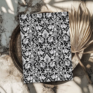 Papel De Seda Art nouveau Morris arroz floral preto e branco