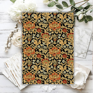 Papel De Seda Art nouveau Morris lux - flores vermelhas e negras