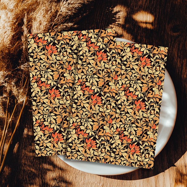 Papel De Seda Art Nouveau Morris outono Folhas de pastos autunar (Art nouveau Morris fall autumnal pastel leaves Tissue Paper)