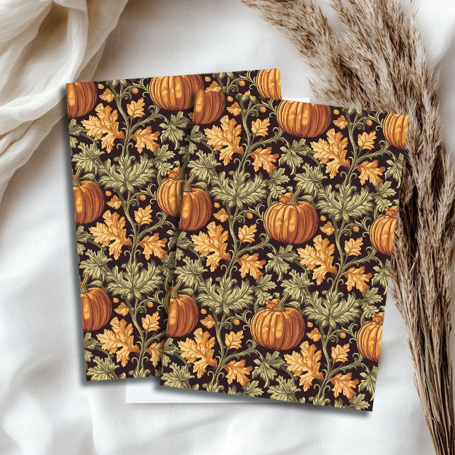 Papel De Seda Art nouveau Morris outono pastel de abóbora verde (Art nouveau Morris autumn pumpkin pastel green Tissue Paper)