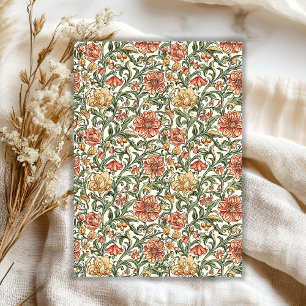 Papel De Seda Art nouveau Morris pastel cor de pêssego verde