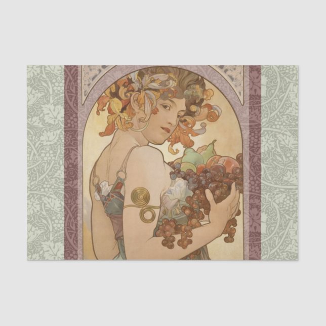 Papel De Seda Art Nouveau Mulher Mucha Linda (Frente )