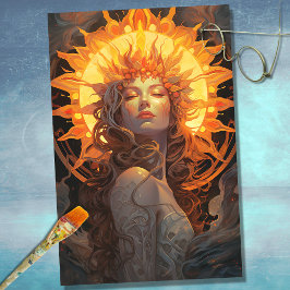 Papel De Seda Art Nouveau Mulher: Sun 1 Decoupage Paper