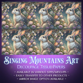 Papel De Seda Art Nouveau Páscoa de dissociação do coelho da flo