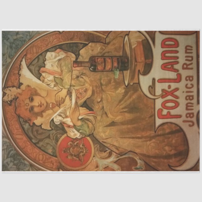 Papel De Seda Art Nouveau Poster 20 Rum Lady Decoupage (Frente )