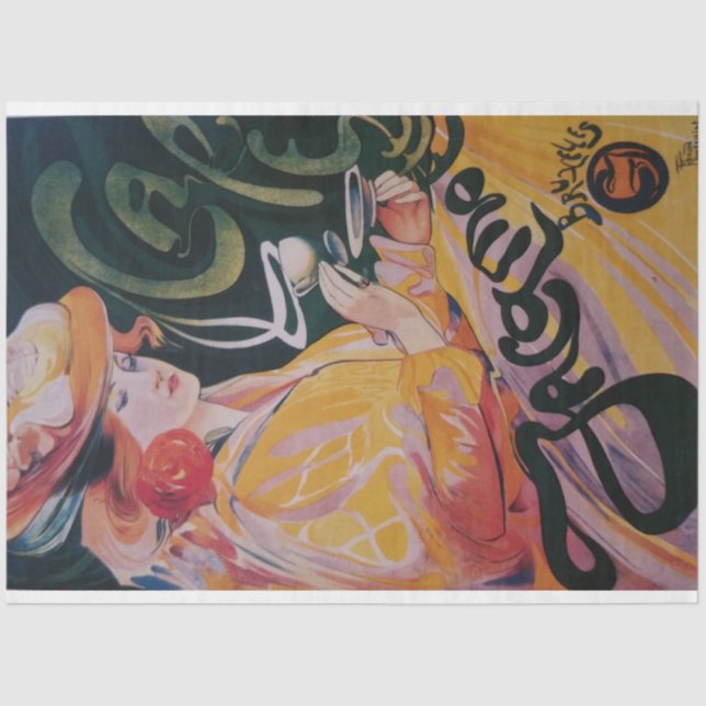 Papel De Seda Art Nouveau Poster Lady Decoupage (Frente )