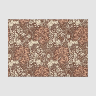 Papel De Seda Art Nouveau Seaweed Floral, Brown e Beige