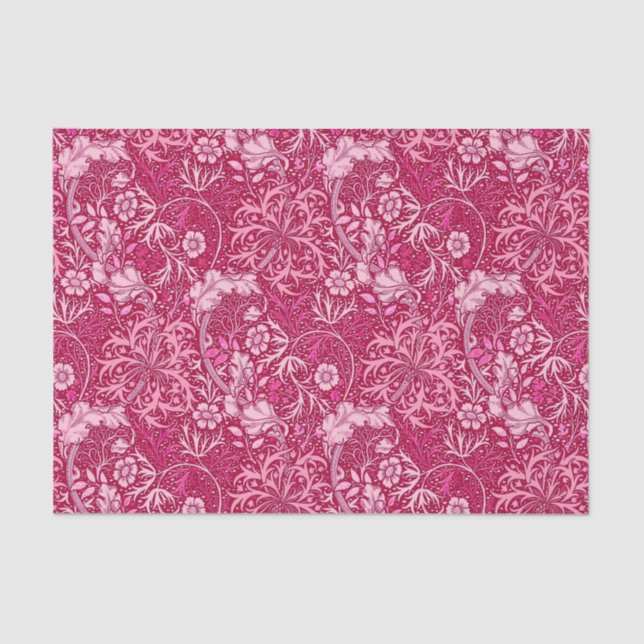 Papel De Seda Art Nouveau Seaweed Floral, Fuchsia Rosa (Frente )