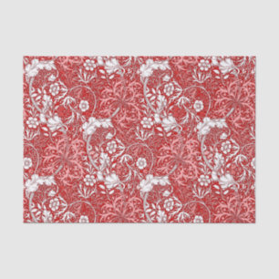 Papel De Seda Art Nouveau Seaweed Floral, Vermelho Profundo e Br