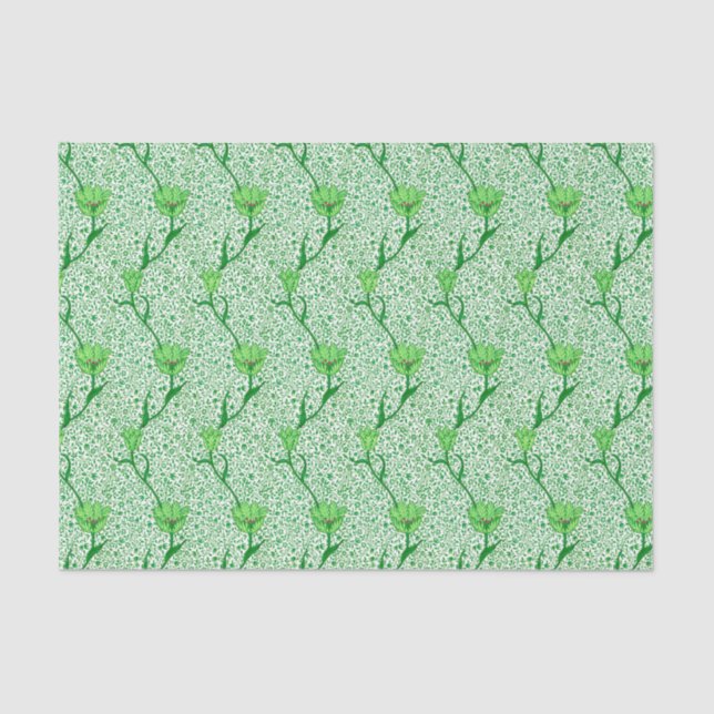 Papel De Seda Art Nouveau Tulip Damask, Emerald Green (Frente )