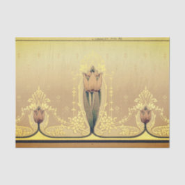 Papel De Seda Art nouveau tulipa floral rosa e ouro elegante