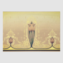 Papel De Seda Art nouveau tulipa floral rosa e ouro elegante