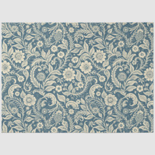 Papel De Seda Art Nouveau Vintage Blue Floral Wallpaper Padrão