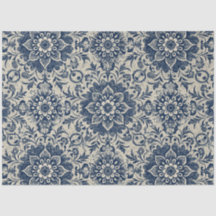 Art Nouveau Vintage Blue Floral Wallpaper Padrão