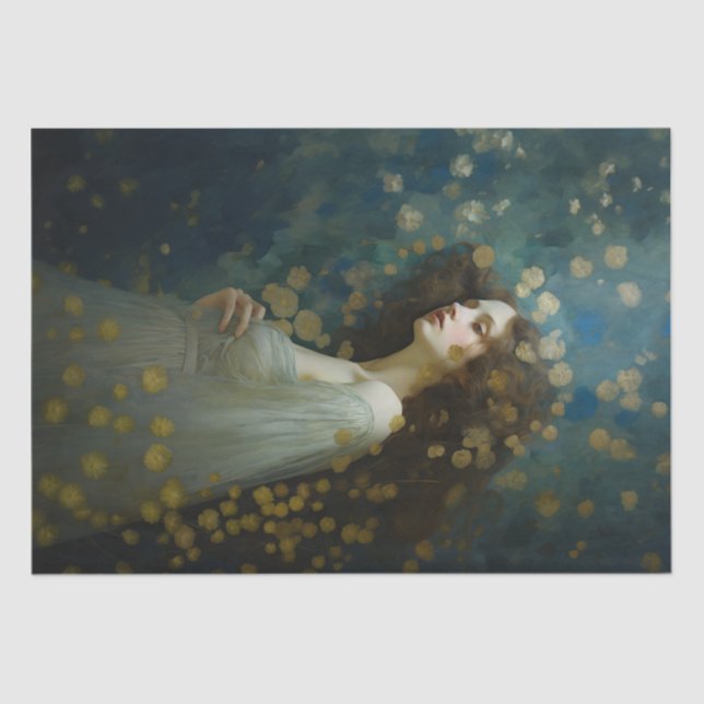 Papel De Seda Art Nouveau, Woman with gold accents, Decoupage (Frente )