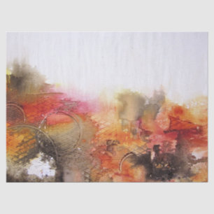 Papel De Seda Arte abstracta moderna branca alaranjada vermelho