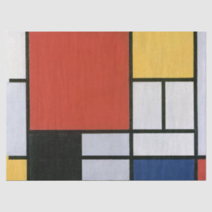 Papel De Seda Arte abstrata em vermelho azul amarelo de Piet Mon