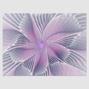 Papel De Seda Arte abstrata fractal moderna de flor rosa bonita