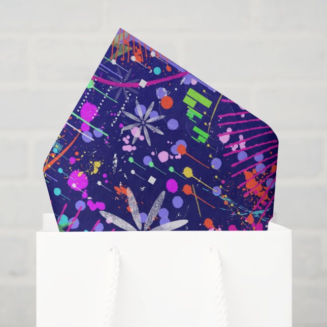 Papel De Seda Arte abstrata Jubileu Azul (Sacola de presentes)