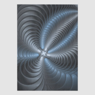 Papel De Seda Arte abstrata moderna fractal 3D azul plástico cin