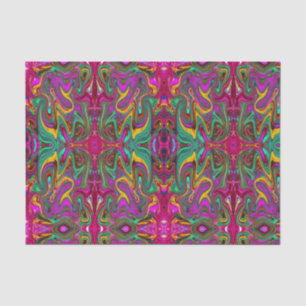 Papel De Seda Arte Abstrata Rosa Quente Marmorizada e Verde Espu