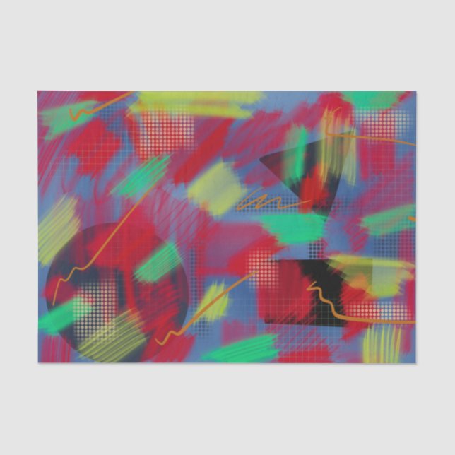Papel De Seda Arte Abstrato digital brilhante e alegre (Frente )