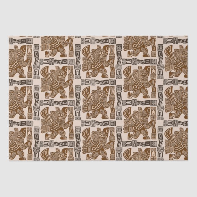 Papel De Seda Arte Antiga Tribal do Guerreiro de Águia Asteca (Frente )