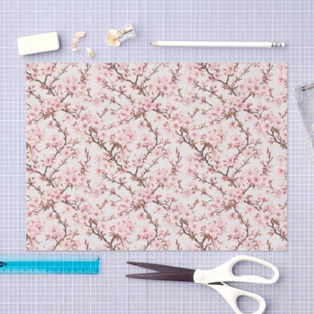 Papel De Seda Arte Botânica da Flor de Cerejeira Arejada (Arte )