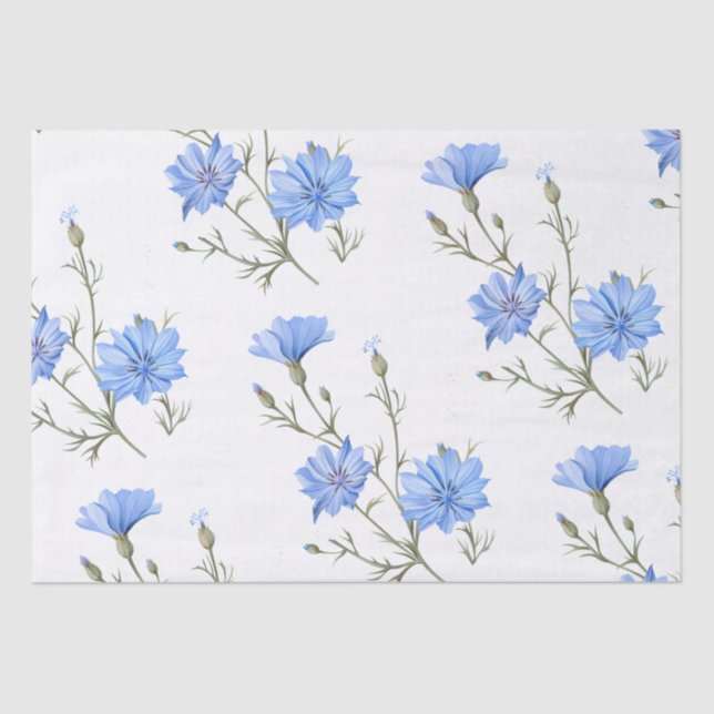 Papel De Seda Arte Botânica De Aquarelas Selvagens De Flores (Frente )