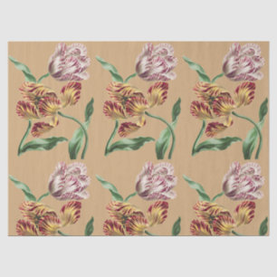 Papel De Seda Arte Botânica de Tulipas do Século XVIII com Estil