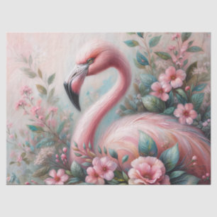 Papel De Seda Arte Botânica Floral de Flamingo