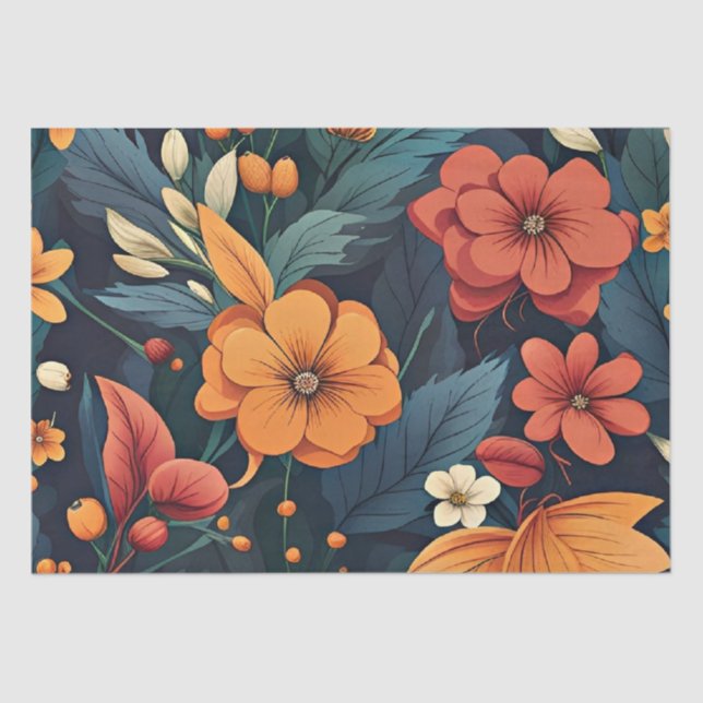 Papel De Seda Arte botânica, lindos padrões florais, (Frente )