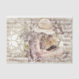 Papel De Seda Arte Collage Girl Music 26 Decoupage