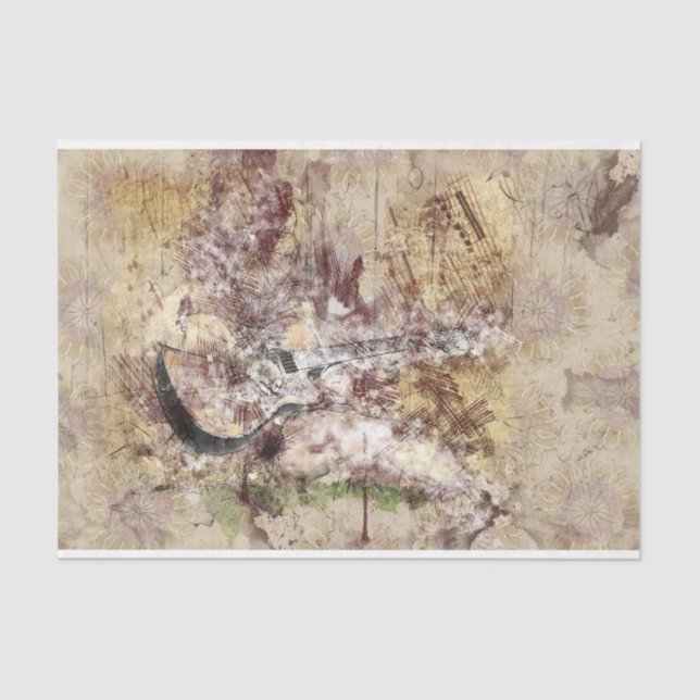 Papel De Seda Arte Collage Guitar Music 33 Decoupage (Frente )