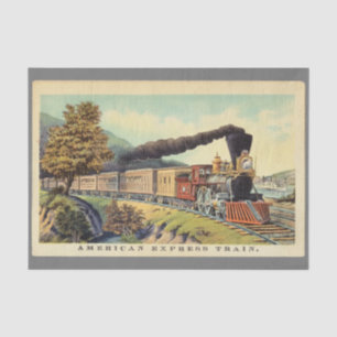 Papel De Seda Arte Colorida de Trem a Vapor Vintage, Decoupage