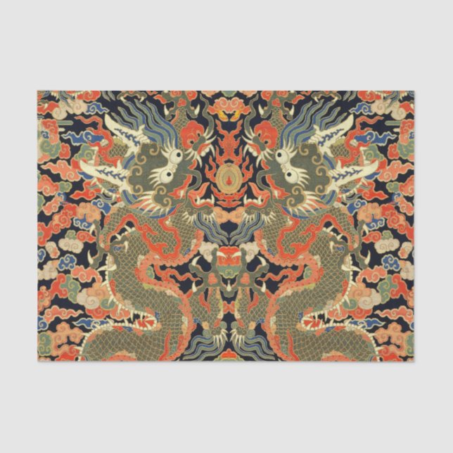 Papel De Seda Arte Colorida do Dragão Asiático Chinês (Frente )