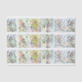 Papel De Seda Arte das Fadas das Flores Aquarela Caprichosa