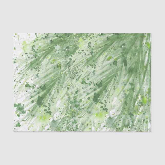 Papel De Seda Arte de abstrato de aquarela verde-sábio (Frente )