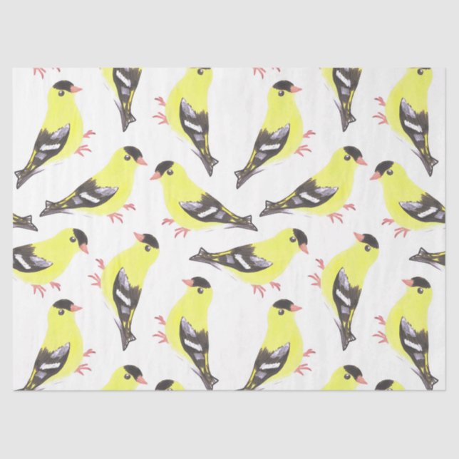 Papel De Seda Arte de aquarela de pássaros dourados americanos (Frente )