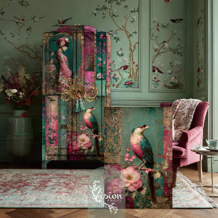 Papel De Seda Arte de Colagem de Pássaros e Flores do Jardim Ori