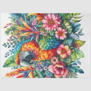 Papel De Seda Arte de Cores Aquáticas Botânicas de Cenoura
