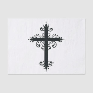 Papel De Seda Arte de Cruz Talhada Ornamentada Premium