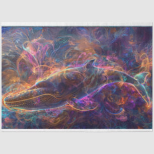 Papel De Seda Arte de Decoupage Baleia Neon
