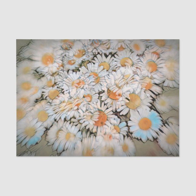 Papel De Seda Arte de Decoupage Flor de Impressão de Margarida B (Frente )
