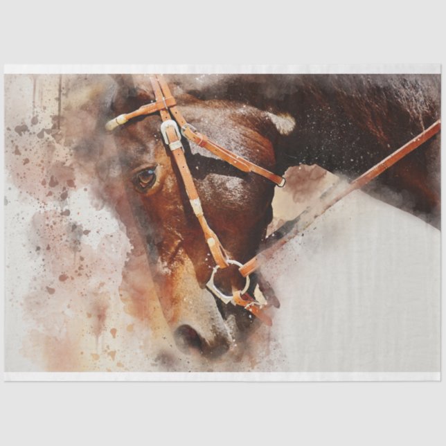 Papel De Seda Arte de Decoupage Ocidental do Cavalo (Frente )