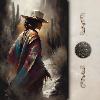 Papel De Seda Arte de Decoupagem de Vaqueira do Deserto Sudoeste