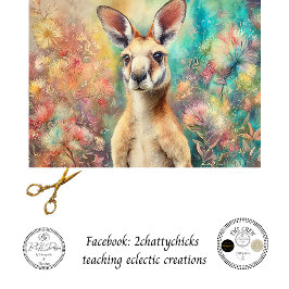 Papel De Seda Arte de Descoupage Aquarela Canguru Australiano